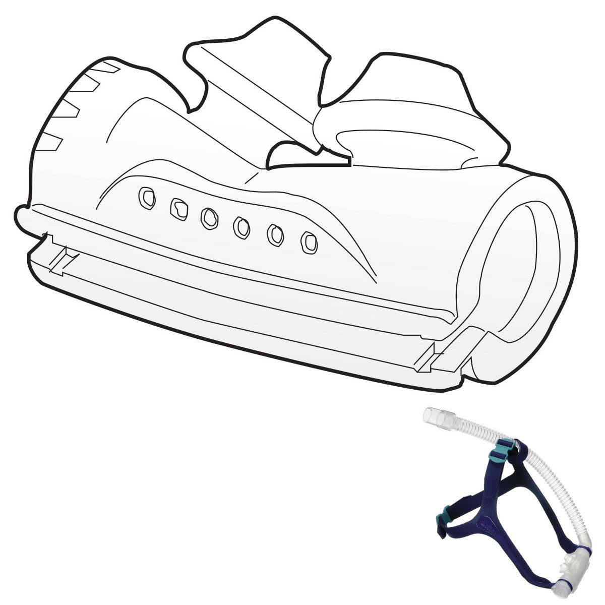 Stock diagram photo for ResMed Original Mirage Swift nasal pillow CPAP mask cushion