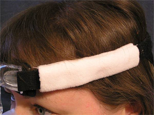 Photo of woman wearing Pad A Cheek CPAP mask strap pad for AirFit F10 and AirFit N10