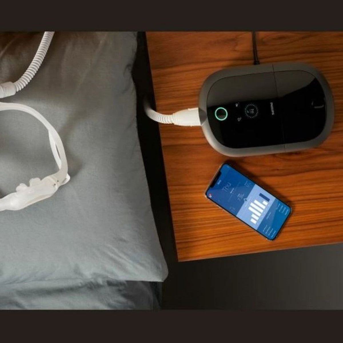 Photo of Philips Respironics Certified Refurbished DreamStation 2 Auto CPAP on nightstand