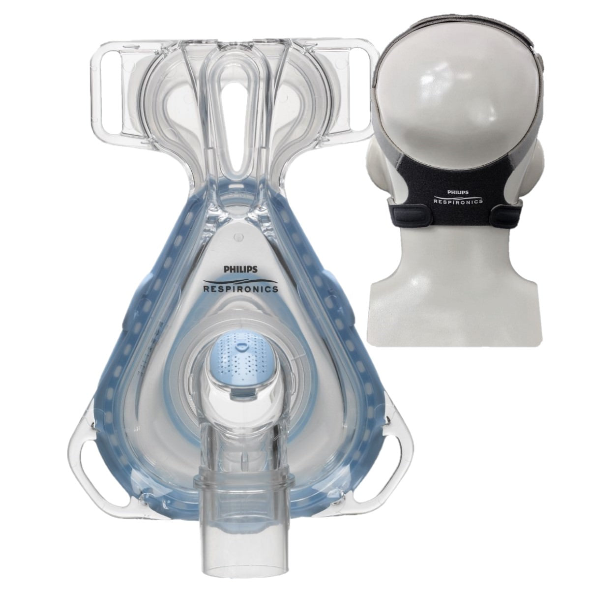 Stock photo of Philips Respironics EasyLife CPAP mask with optional headgear