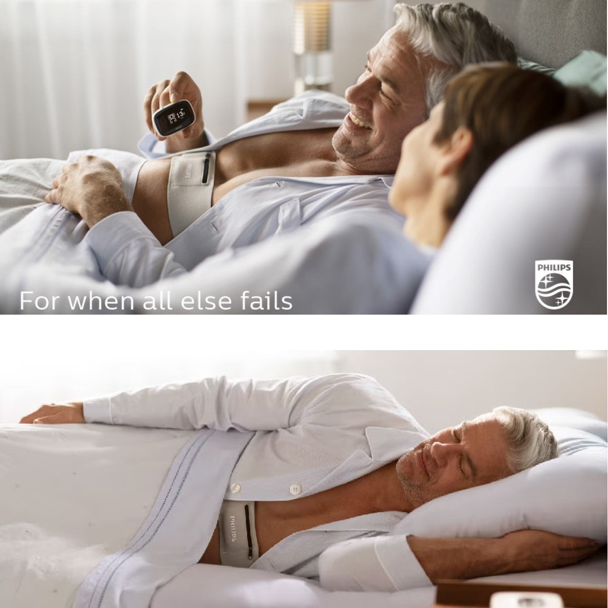 Photo of man using Philips Respironics NightBalance Positional Sleep Therapy Device