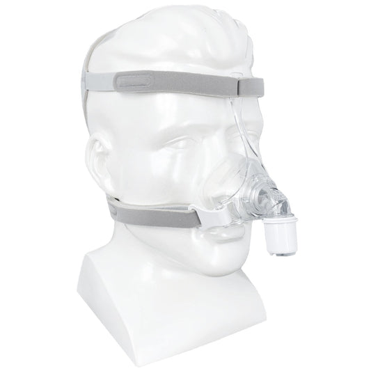 Angled Image of Philips Respironics Pico Nasal CPAP Mask W/ Headgear on Mannequin Head