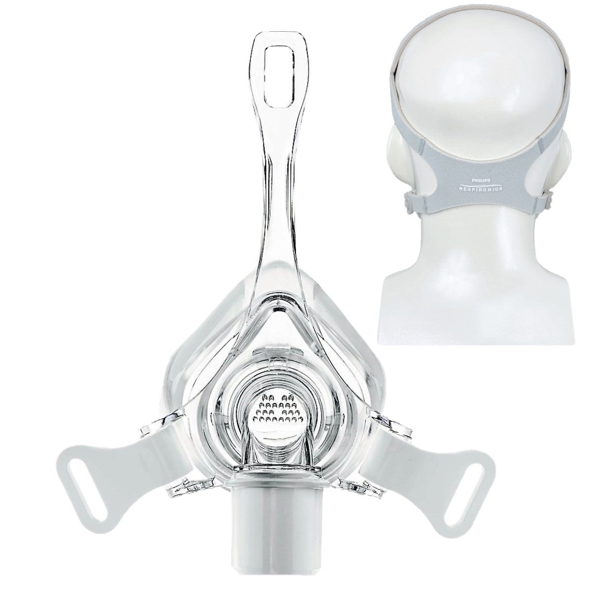 Stock photo of Philips Respironics Pico nasal CPAP mask with optional headgear