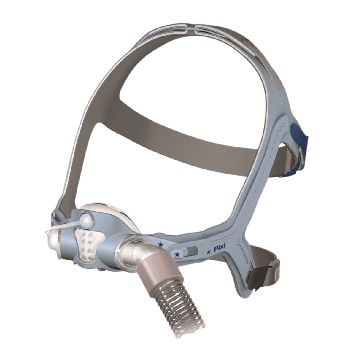 Stock photo of ResMed Pixi Pediatric nasal CPAP mask with headgear