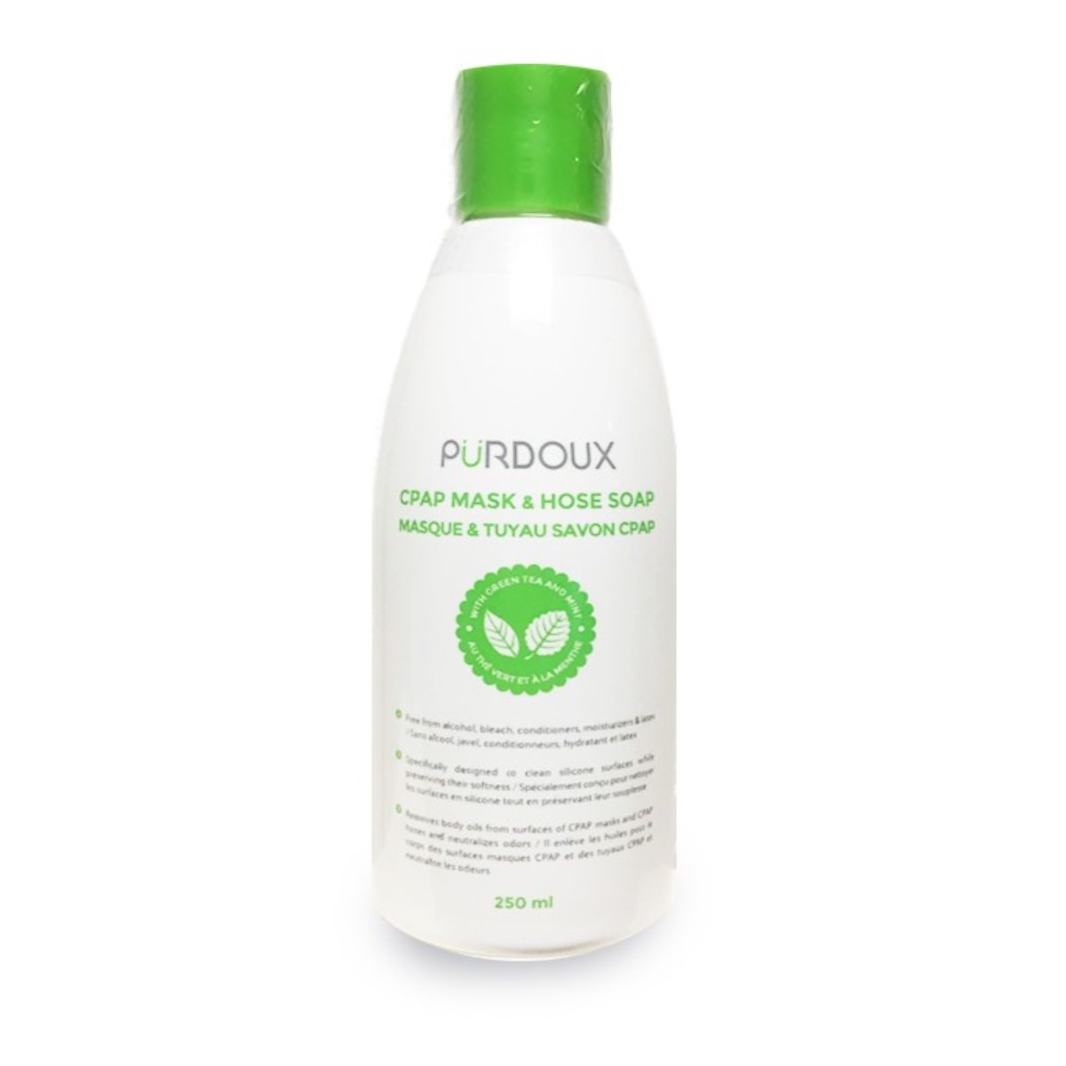 Stock photo of Choice One Medical Purdoux CPAP mask and hose soap