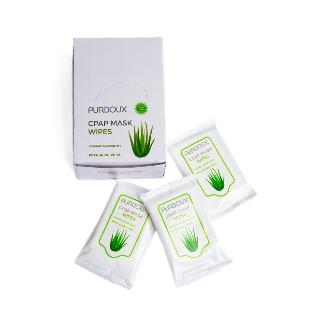 Stock photo of Choice One Medical Purdoux CPAP mask wipes travel pack unscented