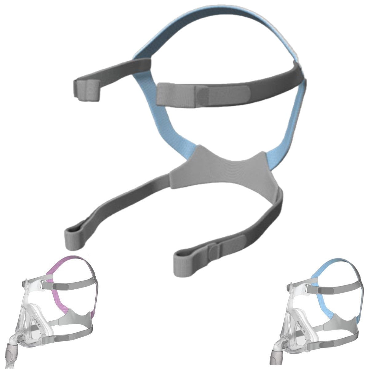 Stock photo of ResMed Quattro Air and Quattro Air for her full face CPAP mask replacement headgear