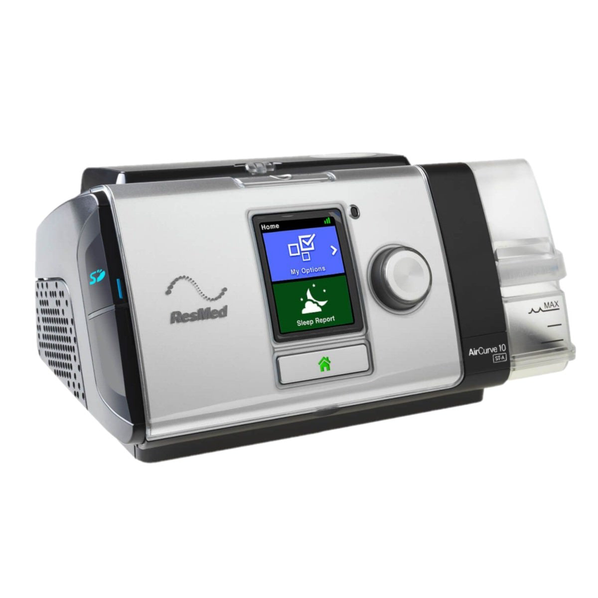 Stock photo of Certified Refurbished ResMed AirCurve 10 ST A Bi-Level machine with humidifier