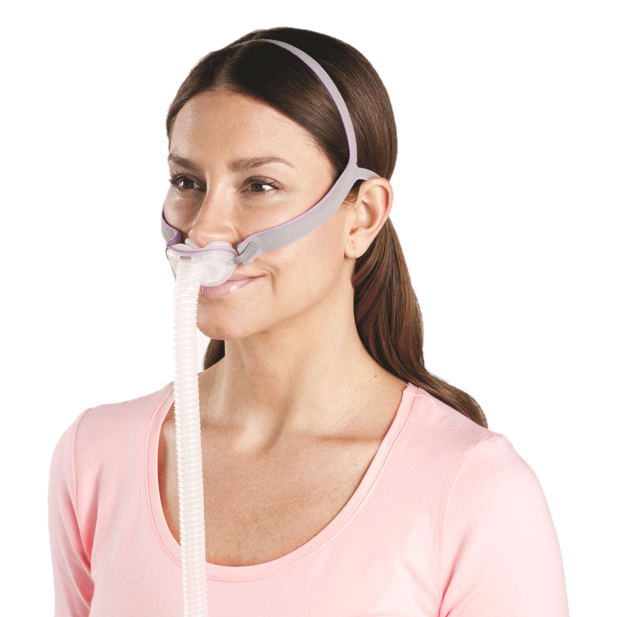 Angled View of ResMed AirFit P10 for Her Nasal Pillow CPAP Mask
