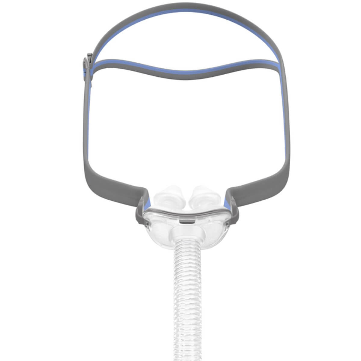 Stock photo of ResMed AirFit P10 nasal pillow CPAP mask with headgear