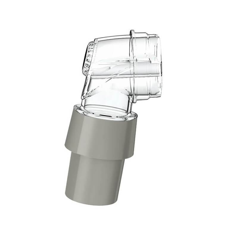 Stock photo of ResMed CPAP mask elbow assembly and swivel