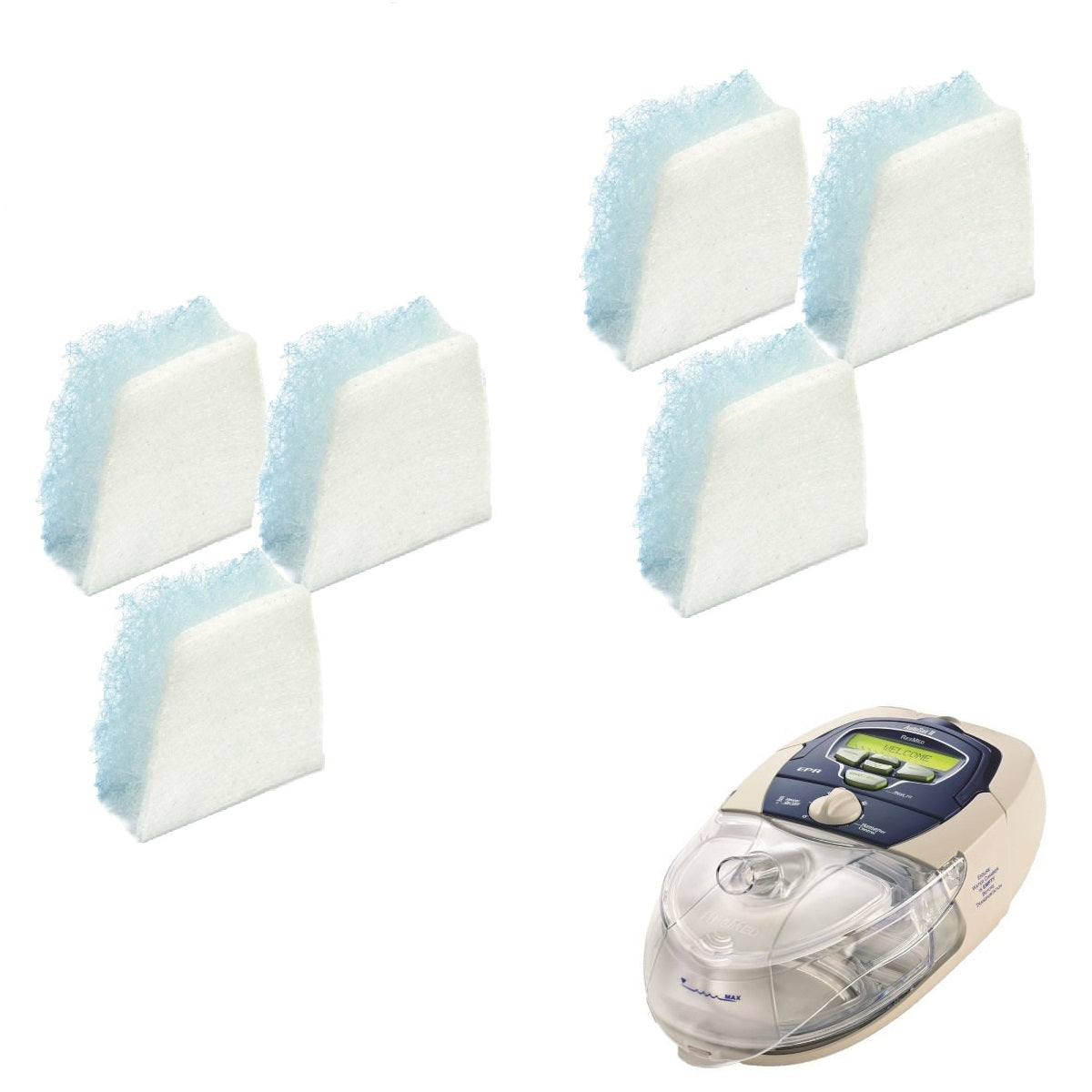Stock photo of ResMed S8 Series CPAP machine filters 6 pack