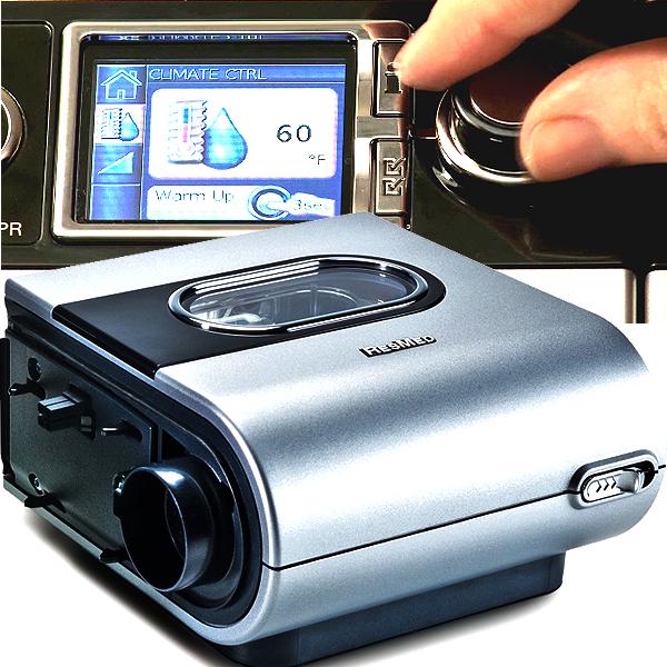 Photo of hand controlling machine for ResMed h5i Heated CPAP humidifier