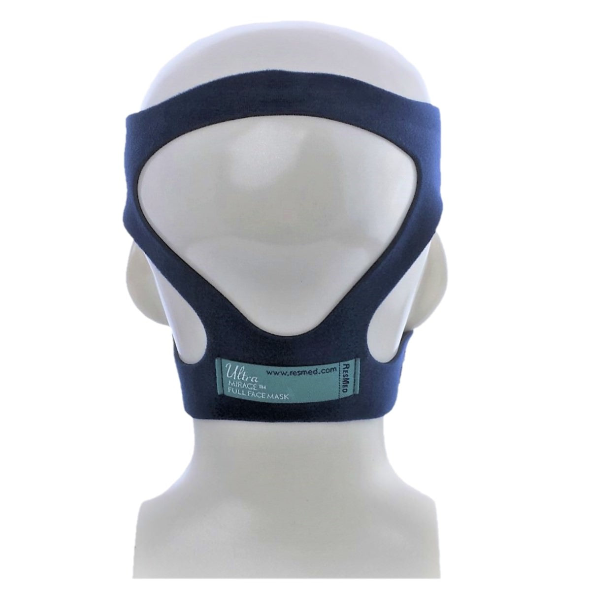 Back View of Mannequin Head Wearing ResMed's Ultra Mirage Full Face Replacement Headgear