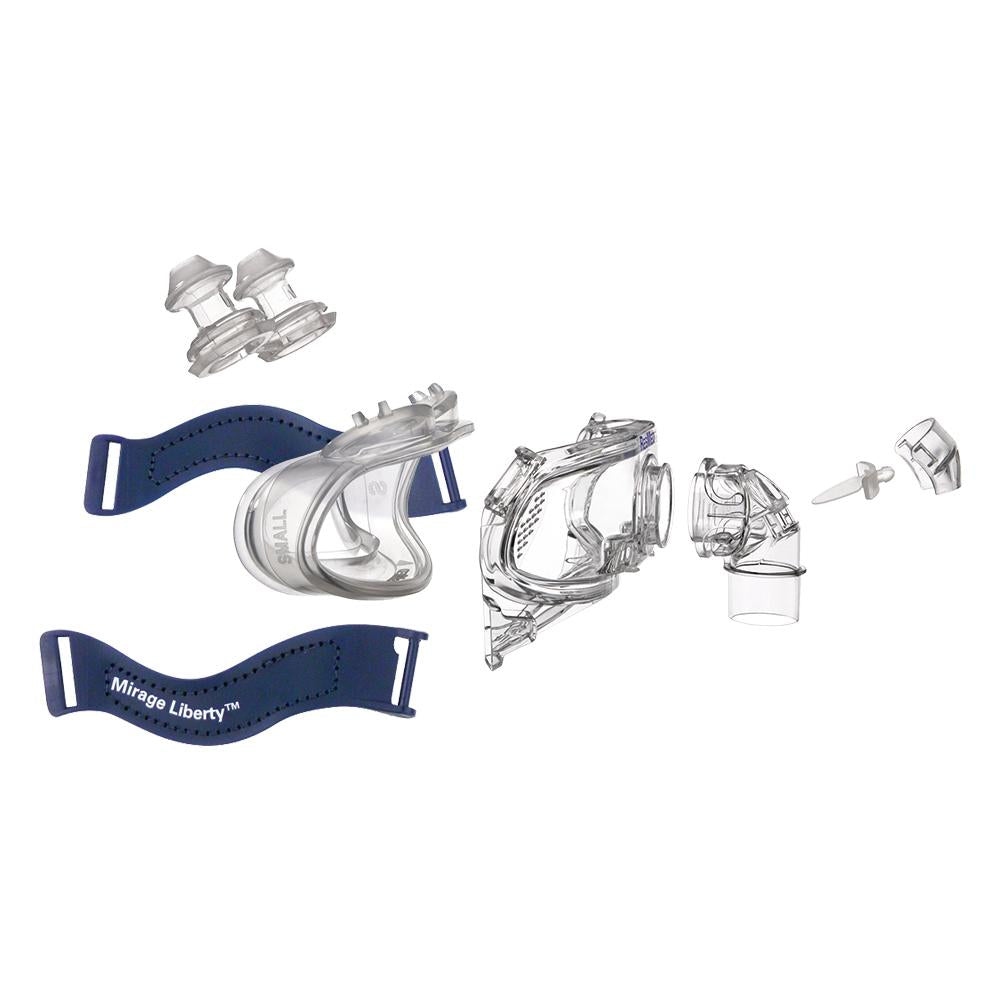 Stock photo of ResMed Mirage Liberty full face CPAP mask upper clips