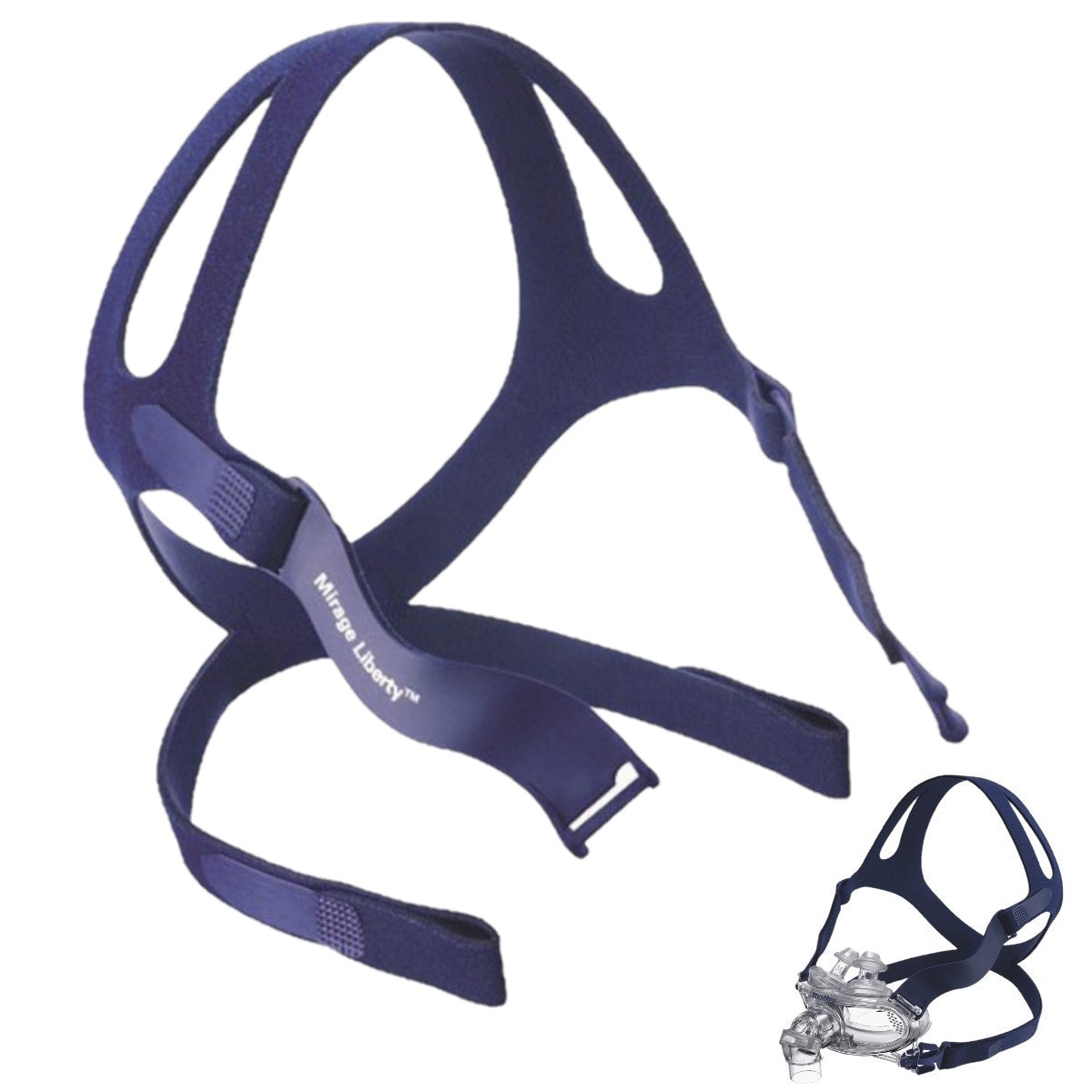 Stock photo of ResMed Mirage Liberty full face CPAP mask headgear with clips