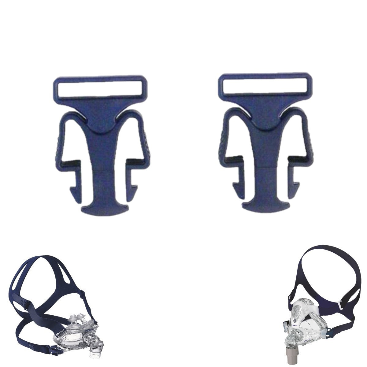 Stock photo of ResMed Mirage Liberty full face CPAP mask lower clips
