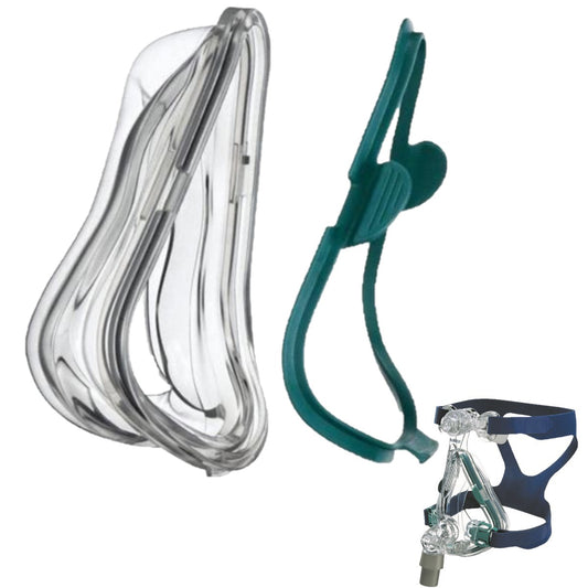 Stock photo of ResMed Mirage Quattro full face CPAP mask cushion with clip