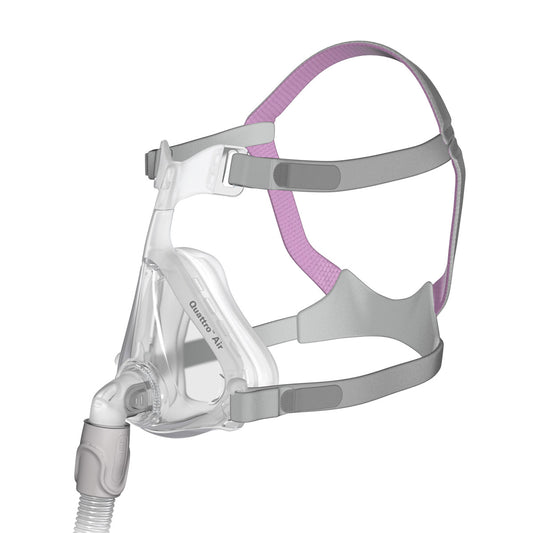Stock photo of ResMed Quattro Air for her full face CPAP mask with headgear
