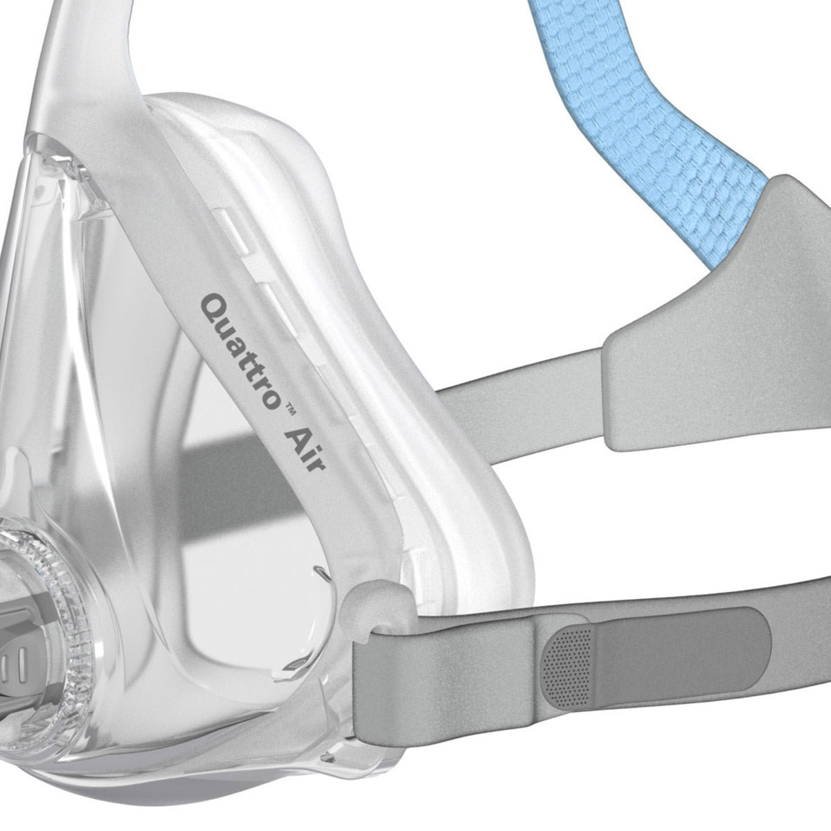 Stock photo of ResMed Quattro Air full face CPAP mask with headgear