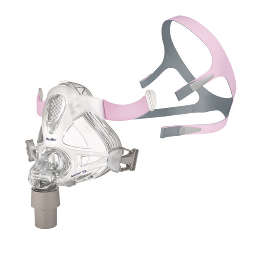 Stock photo of ResMed Quattro FX for her full face CPAP mask with optional headgear