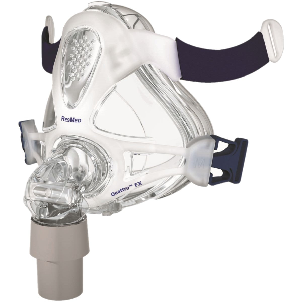 Left facing stock image of ResMed Quattro FX full face CPAP mask kit without headgear
