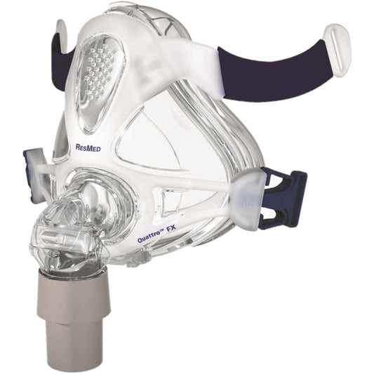Left facing stock image of ResMed Quattro FX full face CPAP mask kit without headgear