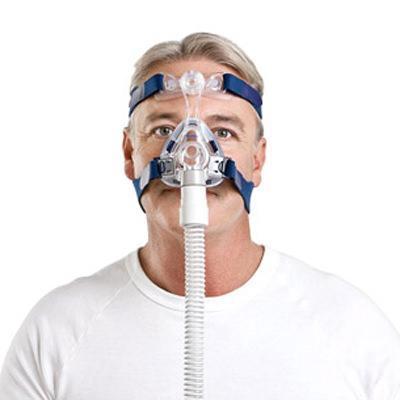 Stock photo of man wearing ResMed Mirage SoftGel nasal CPAP mask