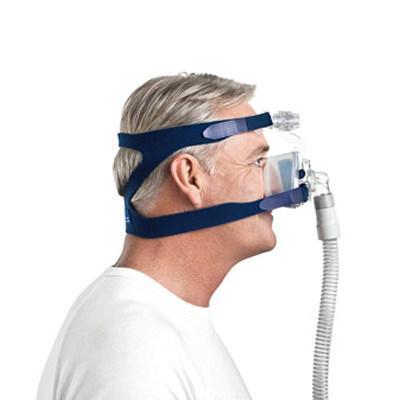 Stock photo of man wearing ResMed Mirage SoftGel nasal CPAP mask