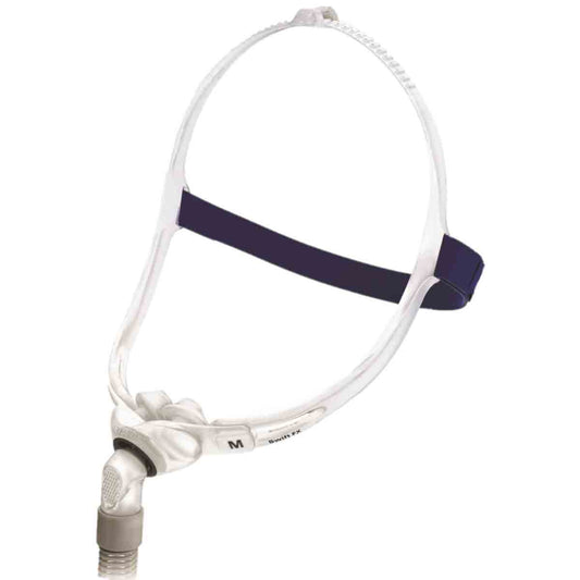 Stock photo of ResMed Swift FX nasal pillow CPAP mask with headgear