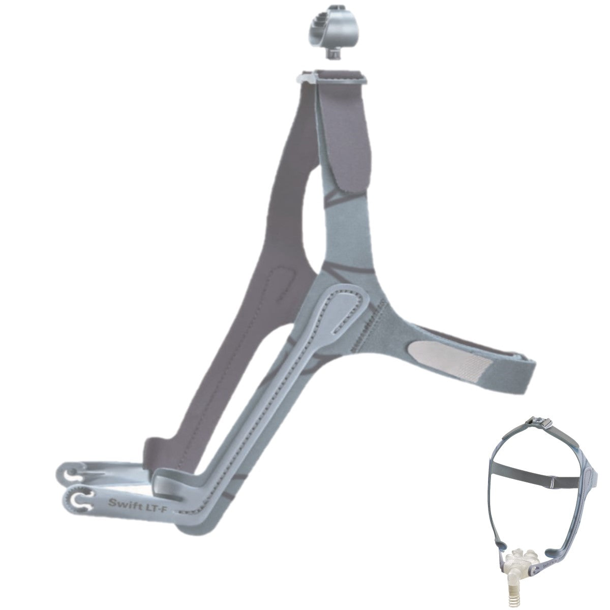 Stock photo of ResMed Swift LT for her nasal pillow CPAP mask headgear
