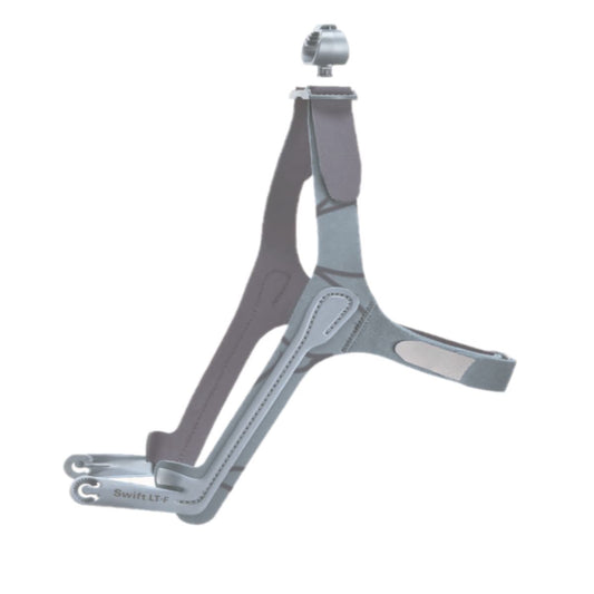 Stock photo of ResMed Swift LT for her nasal pillow CPAP mask headgear