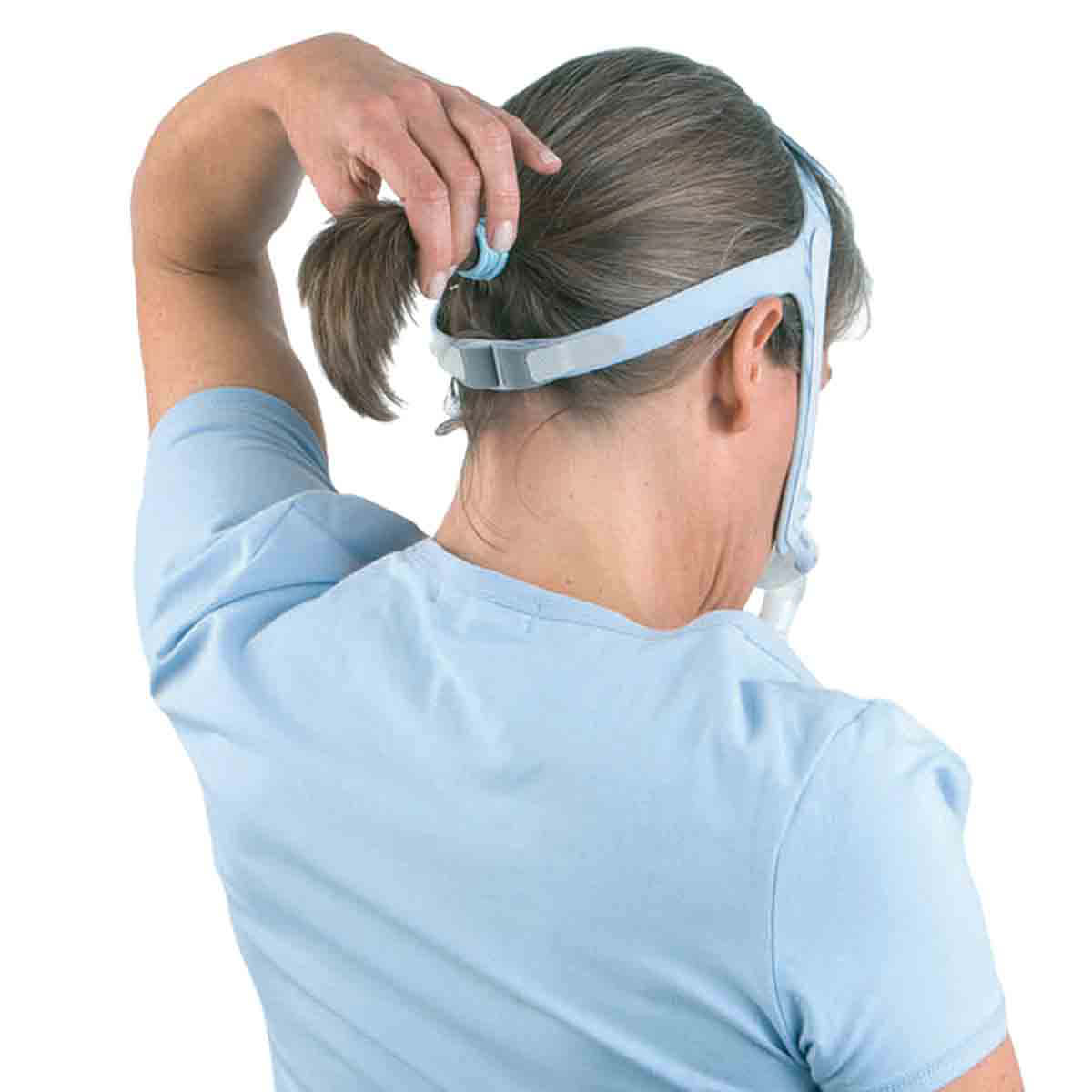 Stock photo of ResMed Swift LT for her nasal pillow CPAP mask headgear