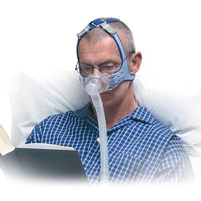Stock photo of man wearing ResMed Mirage Vista nasal CPAP mask cushion