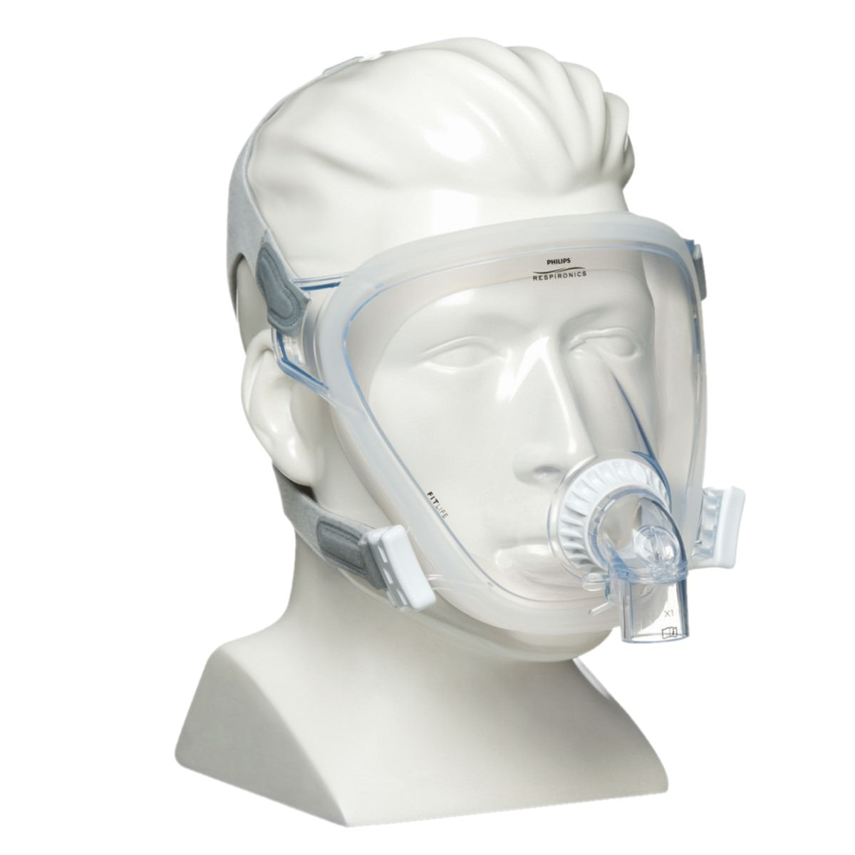 Stock photo of Philips Respironics FitLife Full Face CPAP mask with headgear