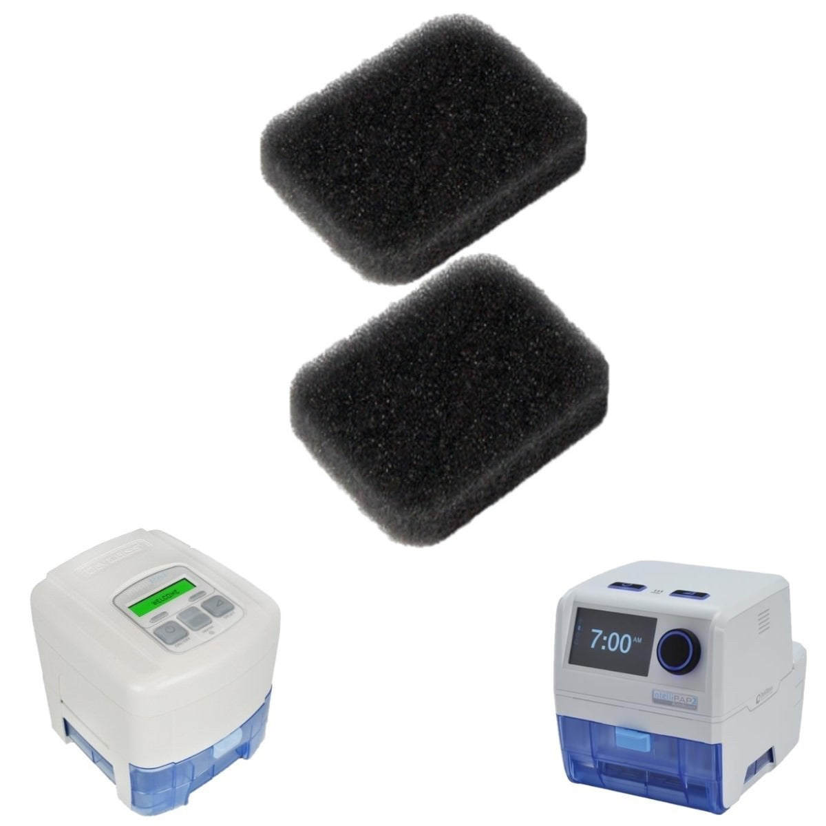 Stock Image of Reusable Foam Filters for DeVilbiss IntelliPAP Series - 2 Pack