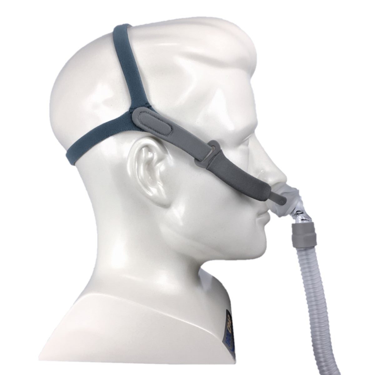 Side View of React Health's Rio II Nasal Pillow CPAP Mask W/ Headgear