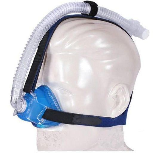Angled View of SleepNet IQ Blue Nasal CPAP Mask W/ Headgear