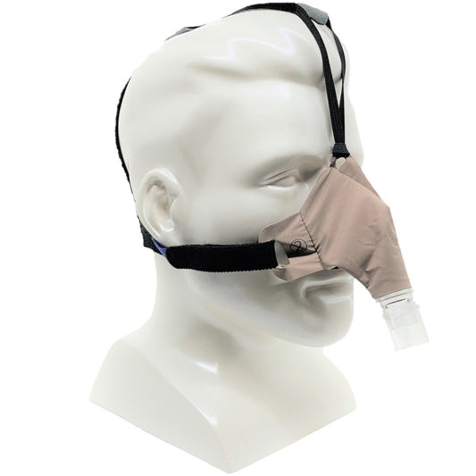 Angled Stock Image of SleepWeaver Advance Nasal Cloth CPAP Mask W/ Headgear