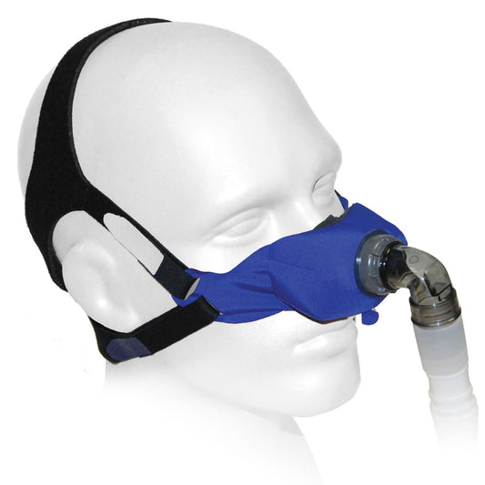 Angled View of SleepWeaver Elan Cloth Nasal Mask W/ Headgear