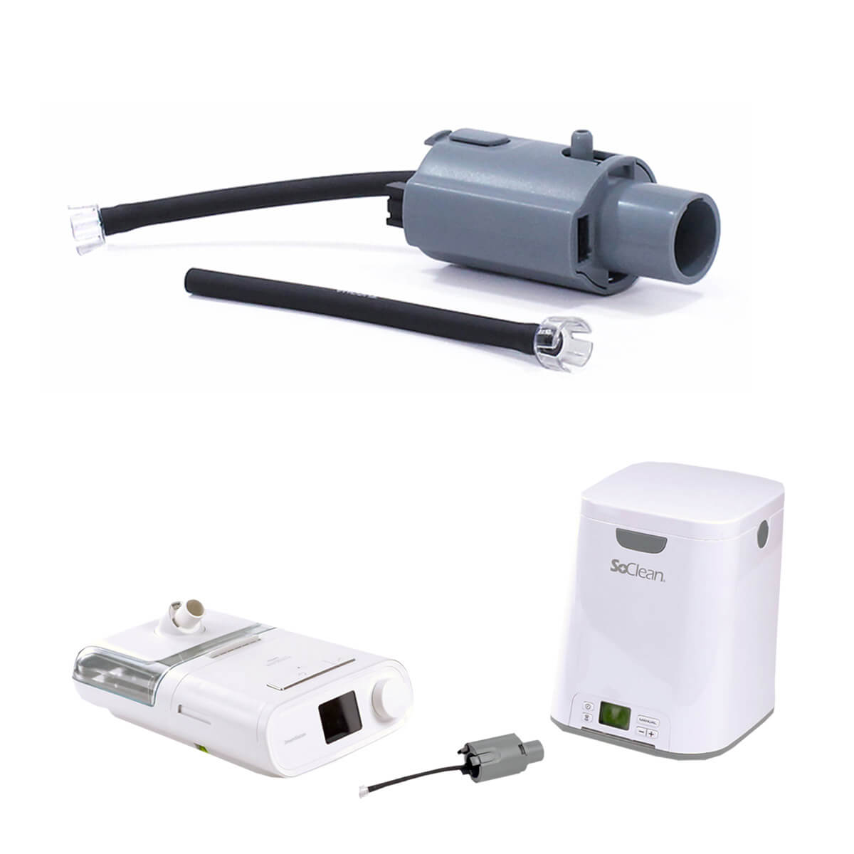 Stock Image of SoClean Heated Hose Adapter for Philips Respironics DreamStation & SoClean Machine