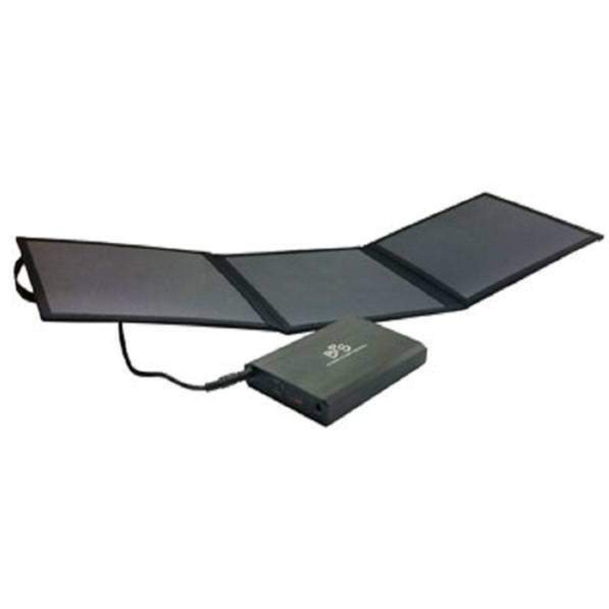 Stock photo of Battery Power Solutions SunPower Solar Panel plugged into battery