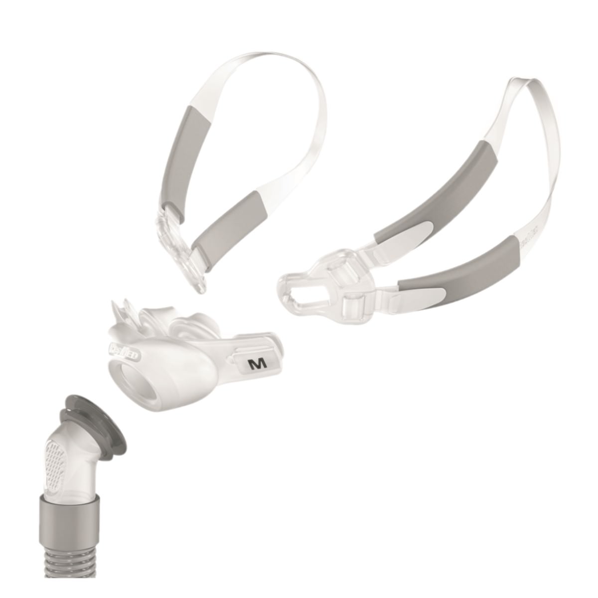 Stock photo of ResMed Swift FX Bella Gray nasal pillow CPAP mask for men