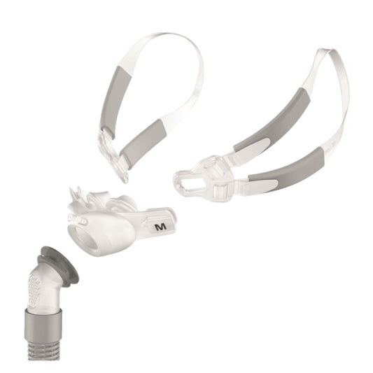 Stock photo of ResMed Swift FX Bella Gray nasal pillow CPAP mask for men