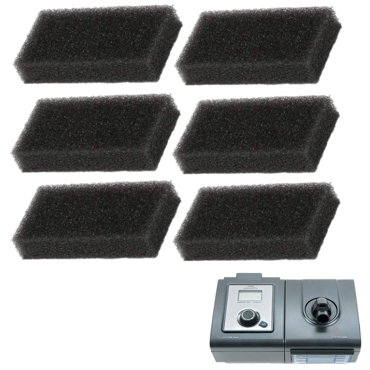 Stock photo of Sunset Healthcare System One Foam CPAP filters 6 pack