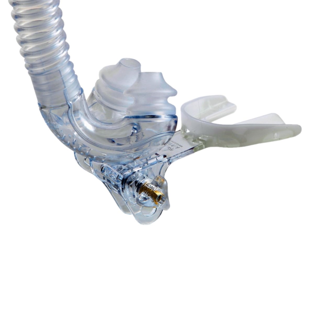 Stock photo of AM Airway Management TAP PAP nasal pillow CPAP mask with stability mouthpiece