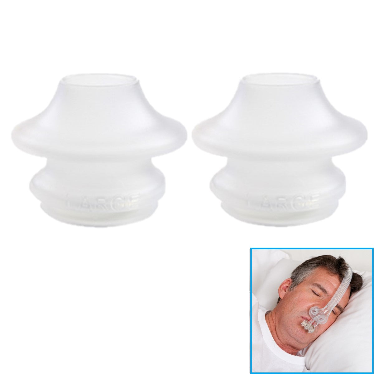 Stock photo of AM Airway Management TAP PAP nasal pillow CPAP mask replacement cushions