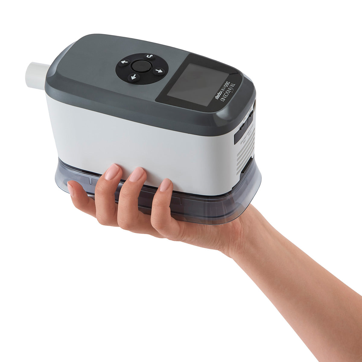 Person Holding Transcend 365 Mini CPAP Auto Travel Machine
