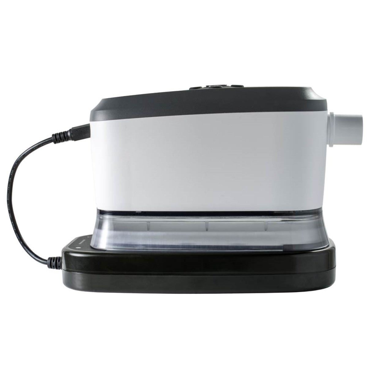Stock photo of Somnetics Transcend 365 miniCPAP P10 Battery plugged into Transcend machine