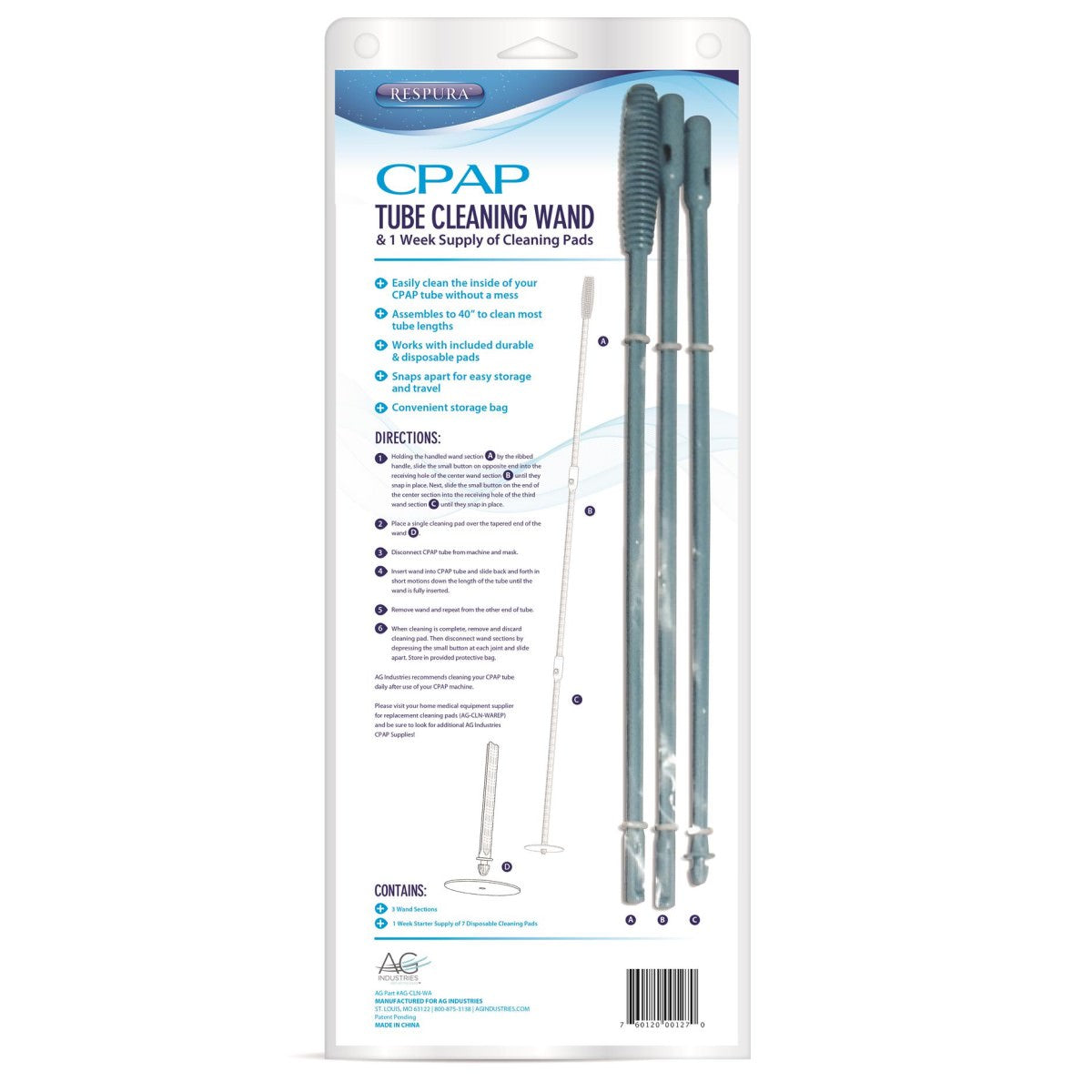 Stock photo of AG Industries CPAP Tube cleaning wand in package